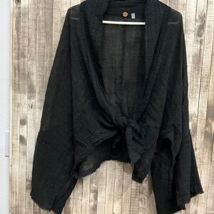 Free People Black Drape Front Top